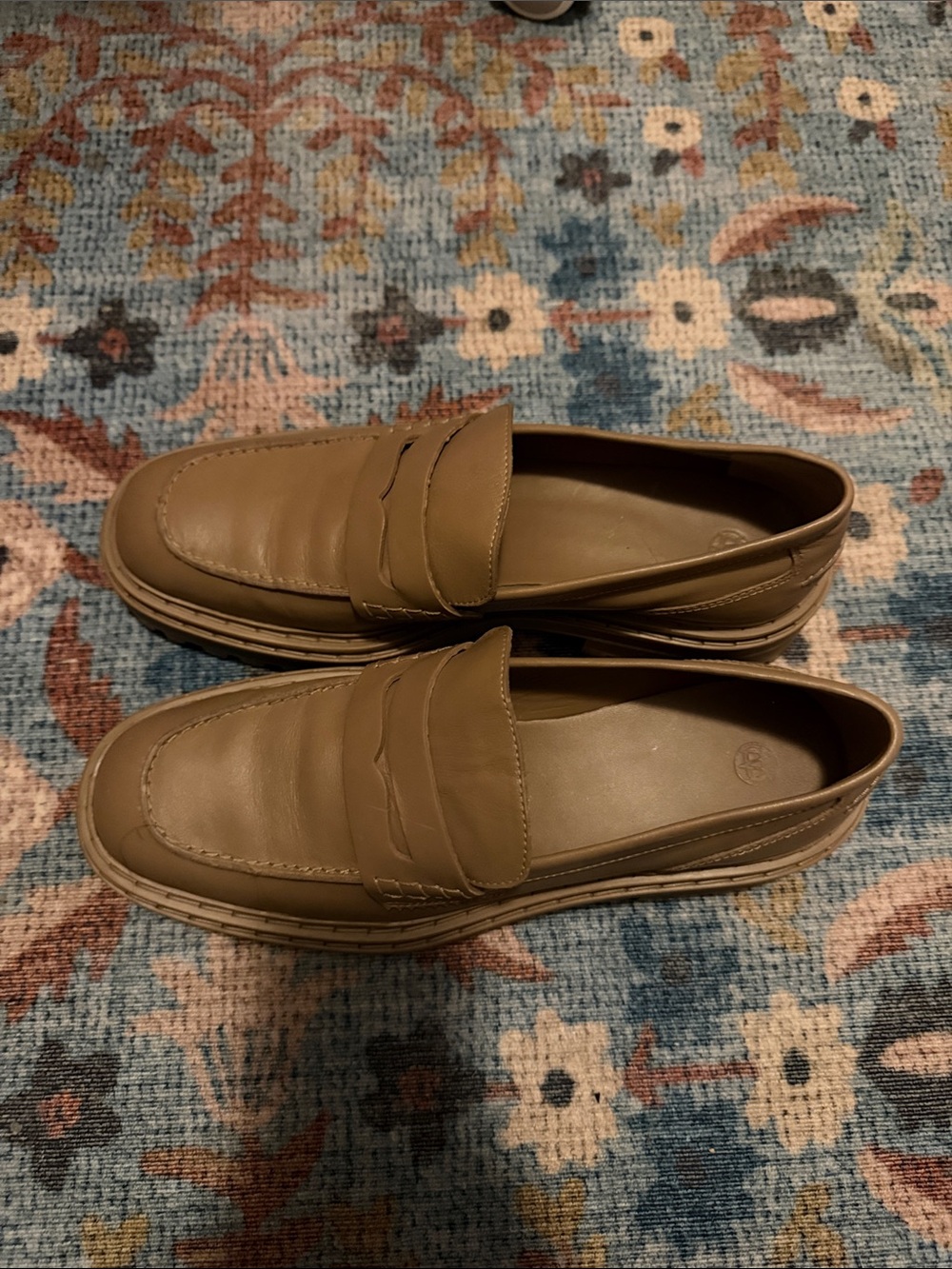 Massimo Dutti Men's Brown Slip-On Penny Loafers